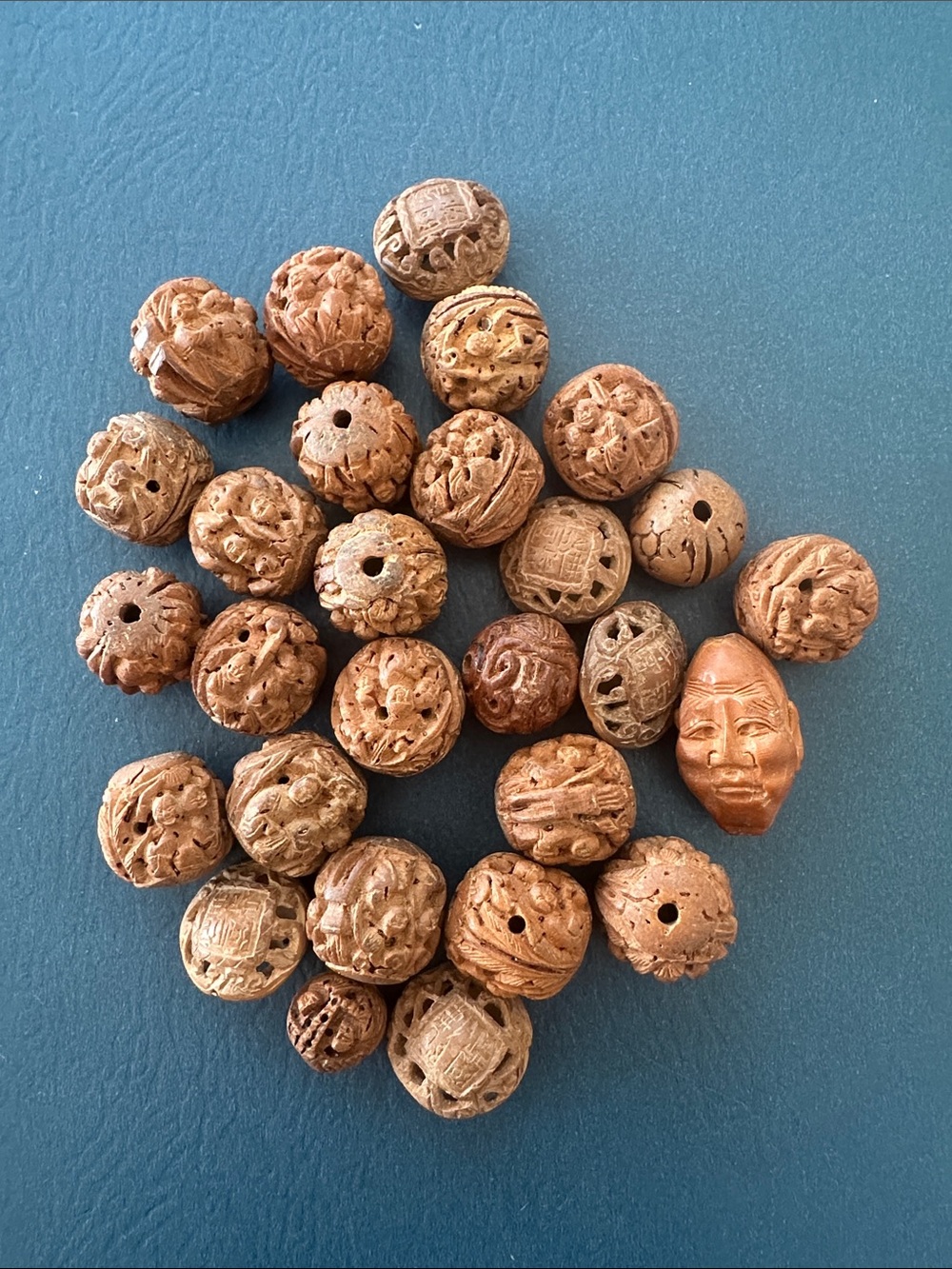 Rare Vintage Hand Carved Wooden Beads Mixed Bundle